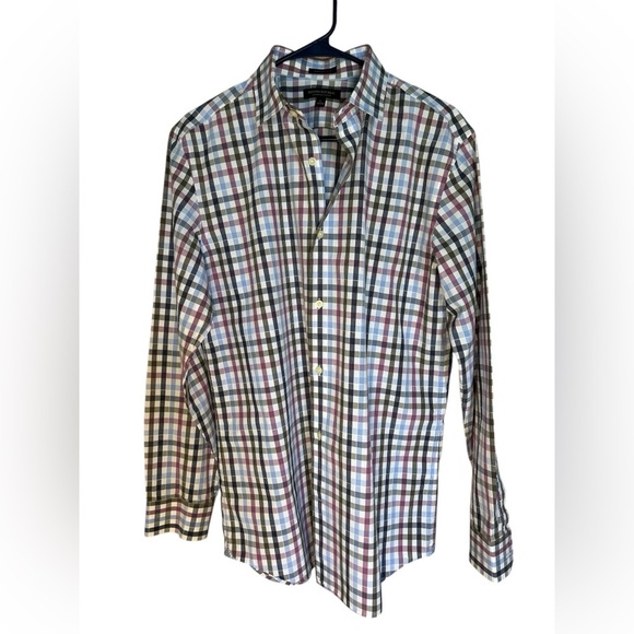 Banana Republic Blue and Red Casual Button Down Slim Fit Shirt - Picture 1 of 6